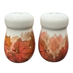 🍁 Autumn Leaves Salt & Pepper Shakers Vintage Fall Harvest Kitchen Décor